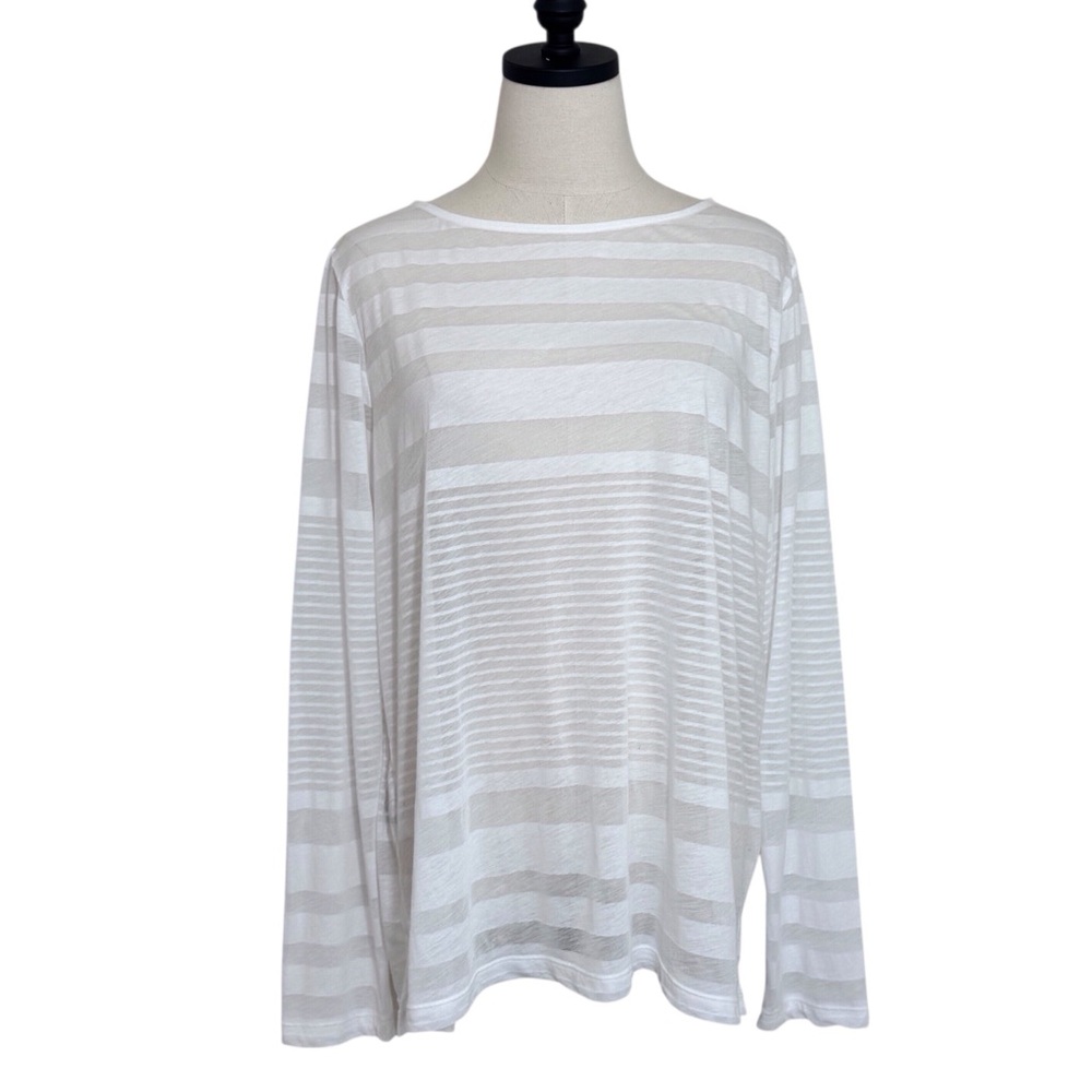Tommy Bahama White Striped Long Sleeve Top Size XL